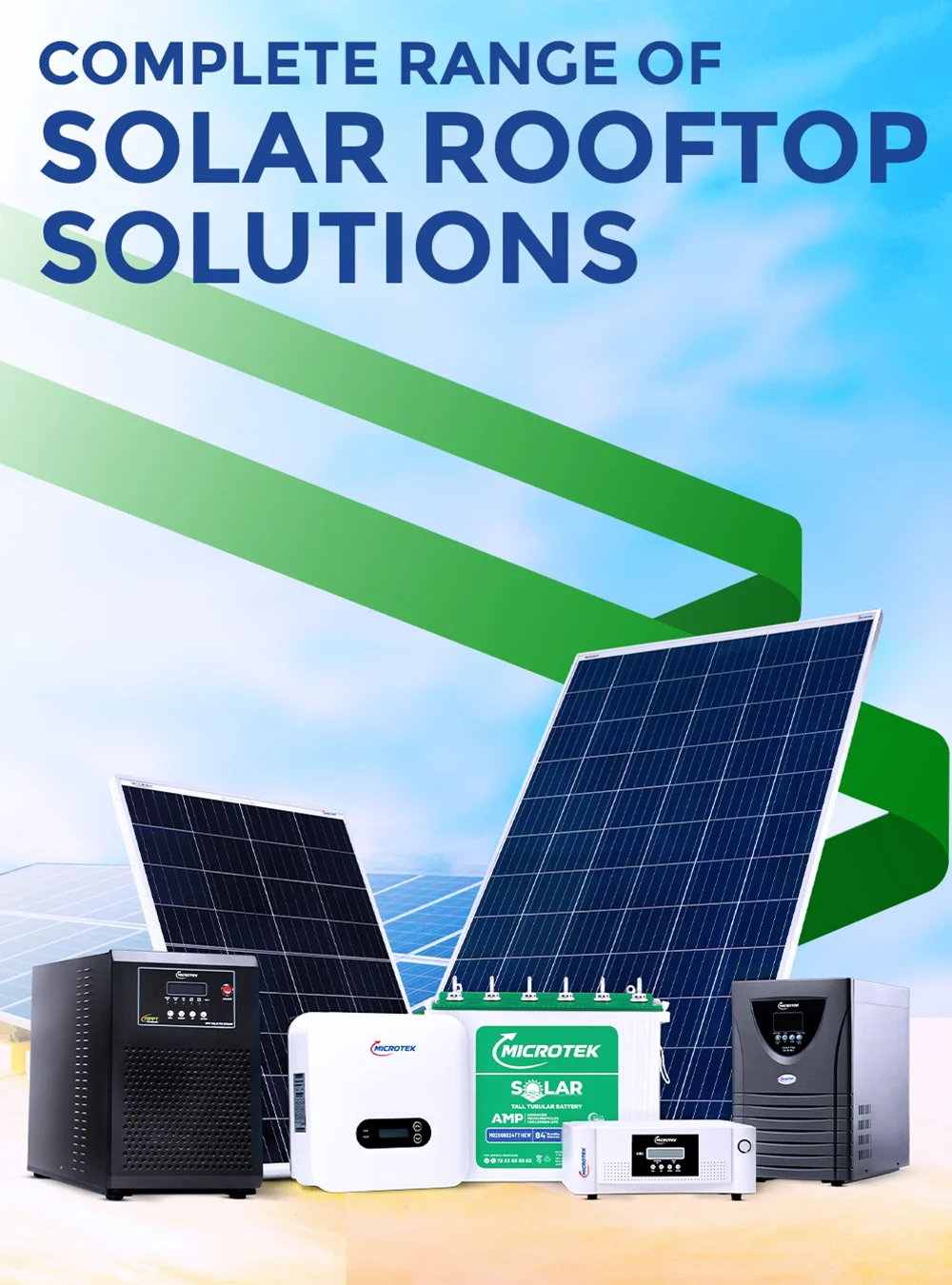 Solar Panel Installation solutions with rooftop solar panels, inverter and solar battery system